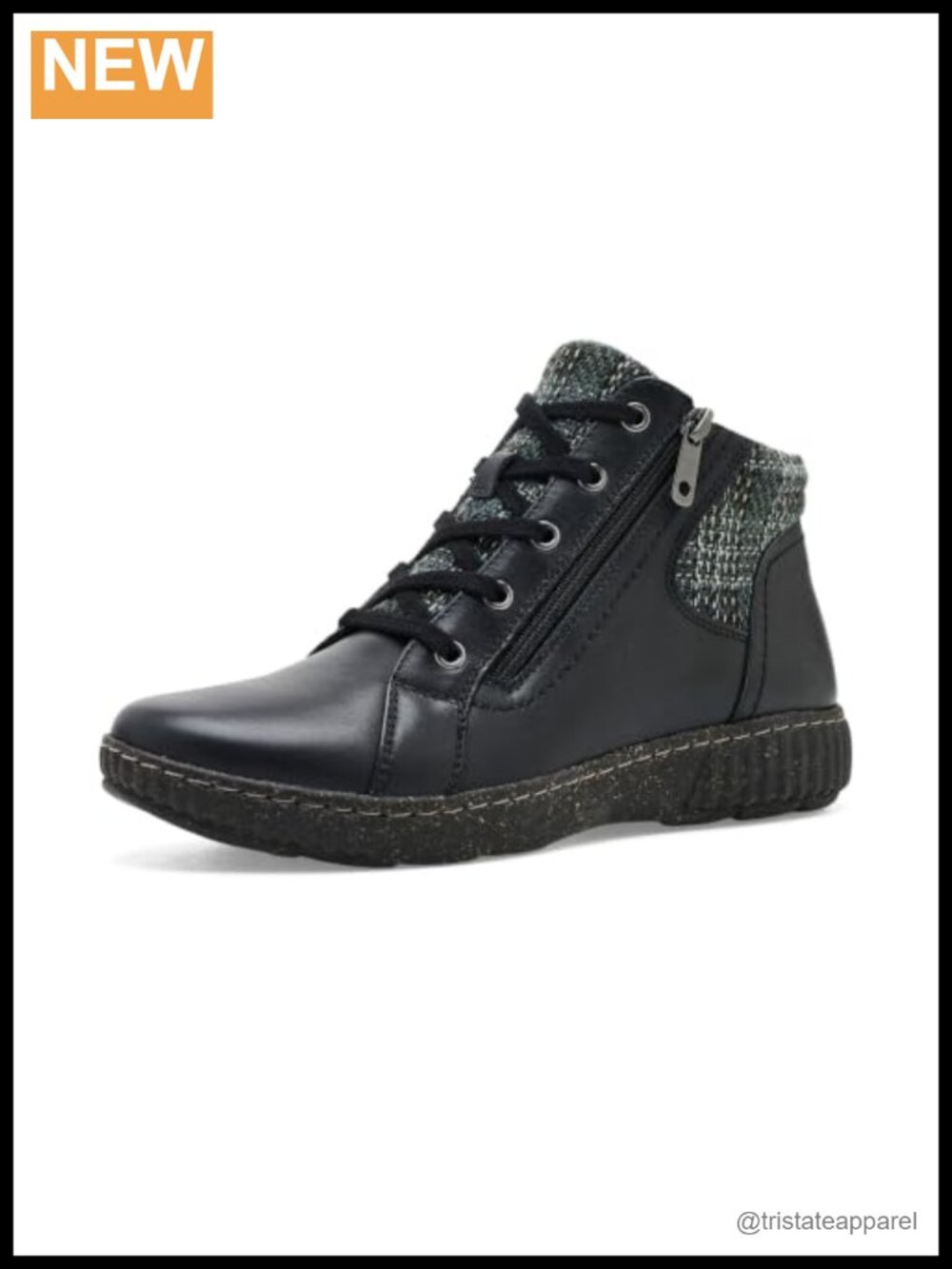 Women's Smooth Leather Ankle Booties Lace Up Side Zip Fall